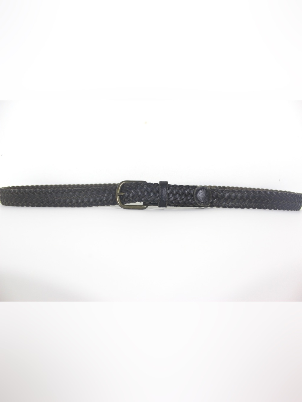 Up to 41” Vintage Distressed Black Woven Braided Leather Belt, Adjustable Narrow